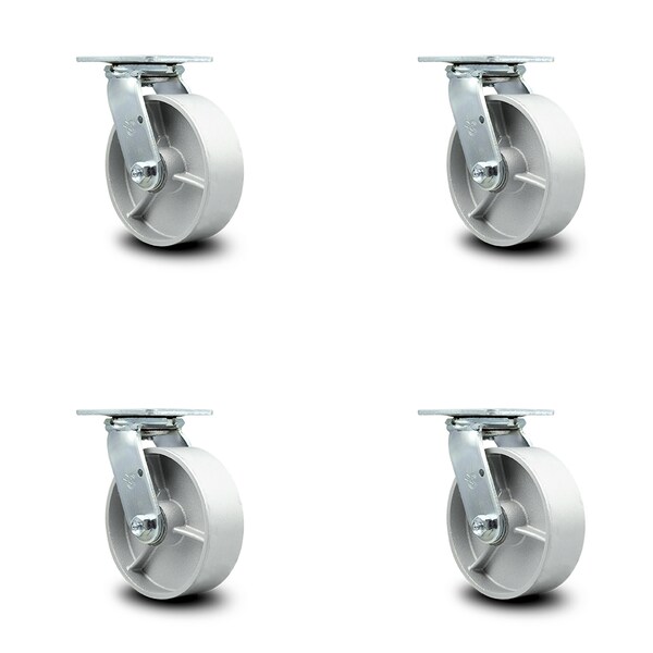 6 Inch Semi Steel Wheel Swivel Caster Set with Ball Bearings